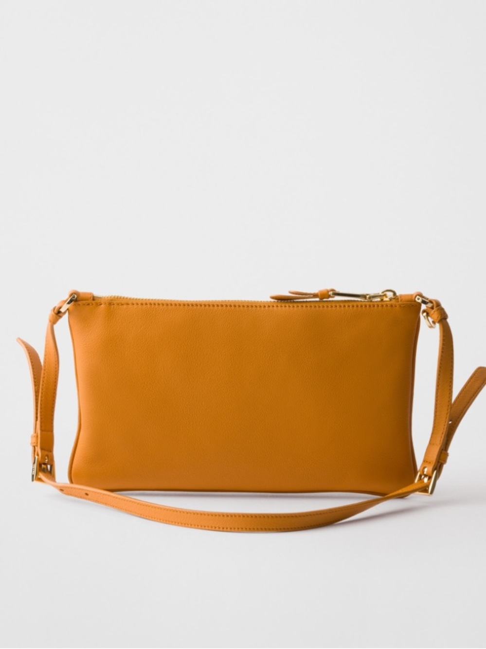 Authentic Prada orange brown gold small should bag purse pouch new with tags - Picture 3 of 12